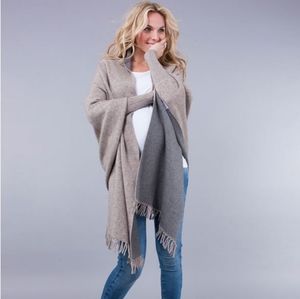 Seraphine Two-Tone Luxury Maternity Shawl Wrap - NWT - One Size - Charcoal, Sand